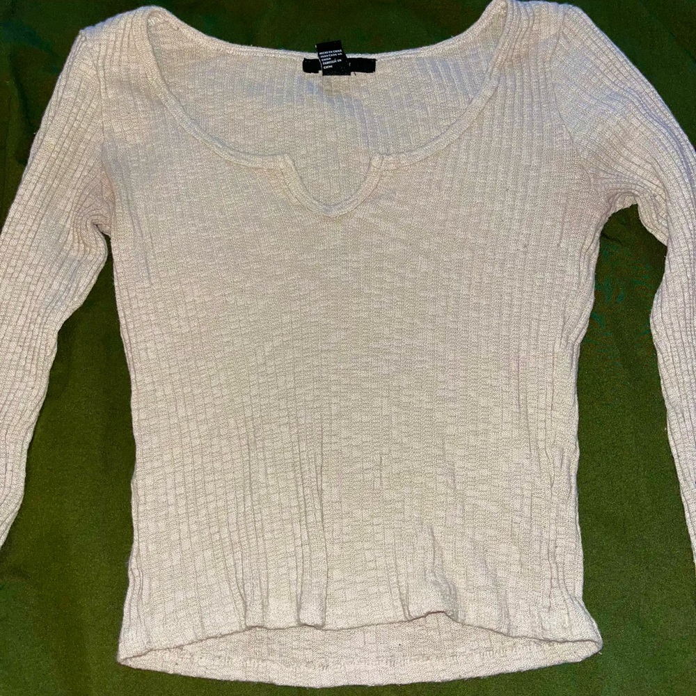 Women's Cream Ribbed Top